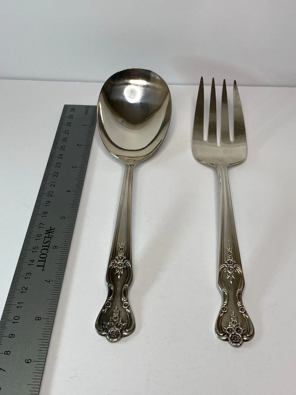 Wm Rogers Jubilee 1953 Silverplate Salad Serving Spoon Fork Set⁠